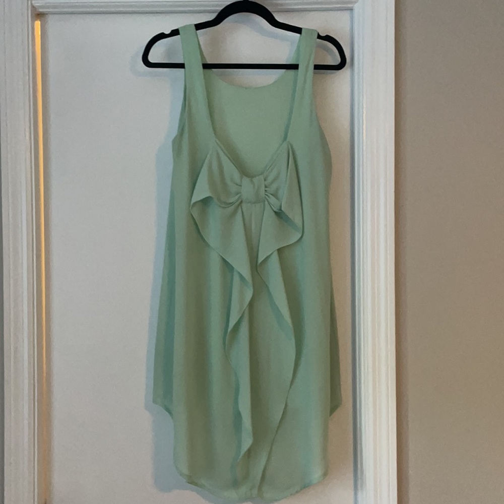 Green Party Dress - Bow Swoop Back